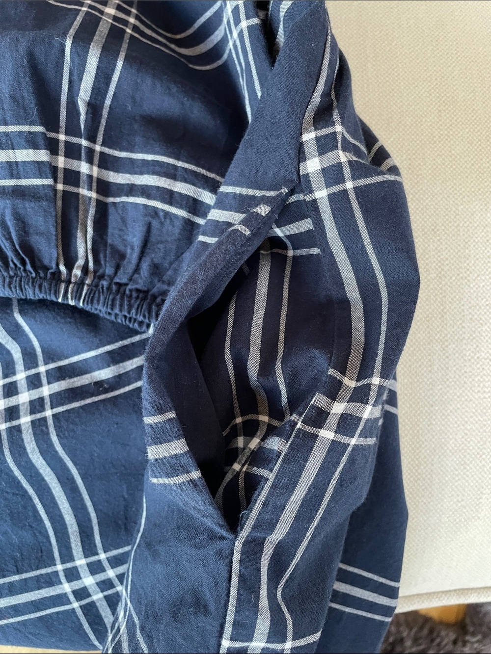 Abercrombie & Fitch Off-Shoulder Navy Plaid Women’s Dress, medium - Picture 6 of 7
